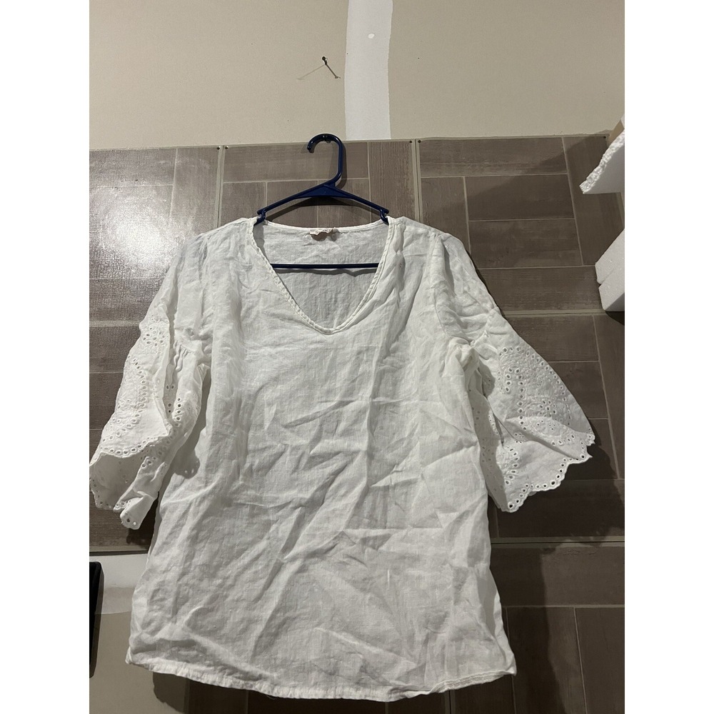 Suzy D London Women's Linen Made In Italy Blouse Size Small